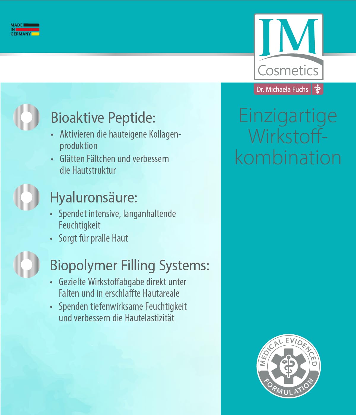 Genius IM Cosmetics BeautyMed Needle Free DT Gesichtsserum 50 ml - Anti-Aging Serum mit Hyaluronsäure für straffere & glattere Haut, regt Kollagen an Anti Falten Gesichtspflege Dr. Michaela Fuchs