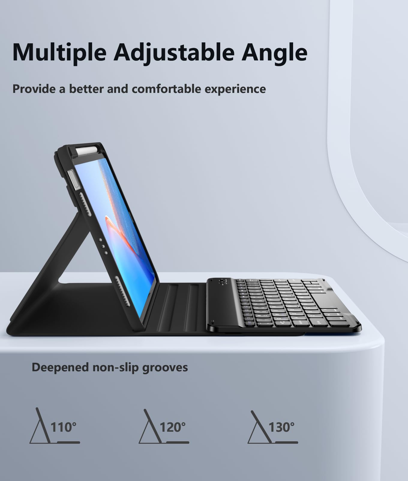 Wenlaty Funda de teclado para iPad Air de 11 pulgadas con teclado (M3/M2, 2025/2024) y Air de 5ª/4ª generación de 10.9 pulgadas, funda inalámbrica desmontable, delgada y ligera con soporte para