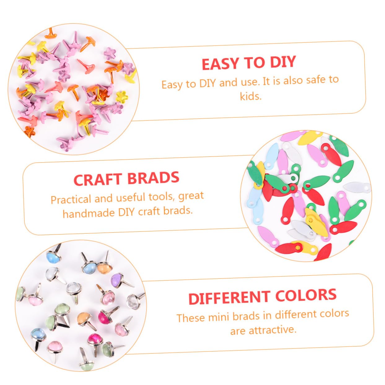 SHINEOFI 2 Ensembles Clous en Métal en Forme De Champignon pour Scrapbooking Attaches Loisirs Créatifs pour Enfants Attaches Colorées Petites Attaches 2 boîtes*2