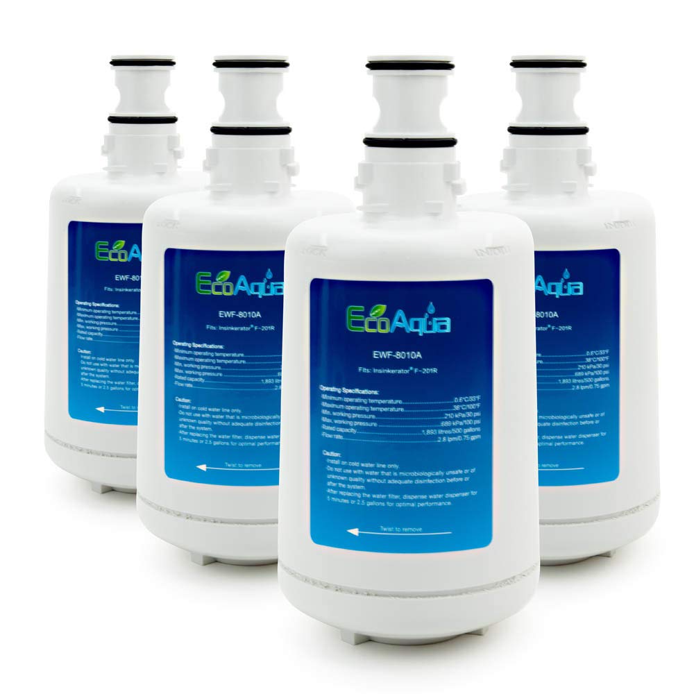 EcoAqua Filter Compatible for Replacing Insinkerator F-201R Filter, 4-Pack