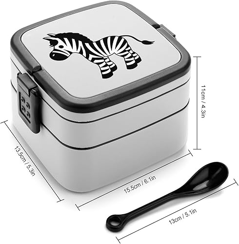 Miniatura 2 de Linda caja Bento de dibujos animados para adultos, caja de almuerzo de doble capa, contenedor de almuerzo para trabajo y campamento