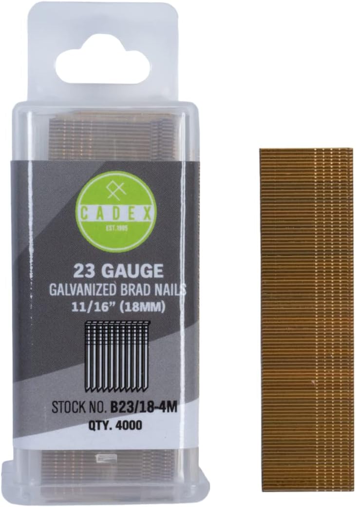Cadex B23/18-4M 23-Gauge Brad Galvanized Brad Nails with 4000 Fasteners Per Box, 18mm