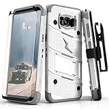 ZIZO Bolt Series for Samsung Galaxy S8 Plus Case Military Grade Drop Tested with Tempered Glass Screen Protector Holster White Gray