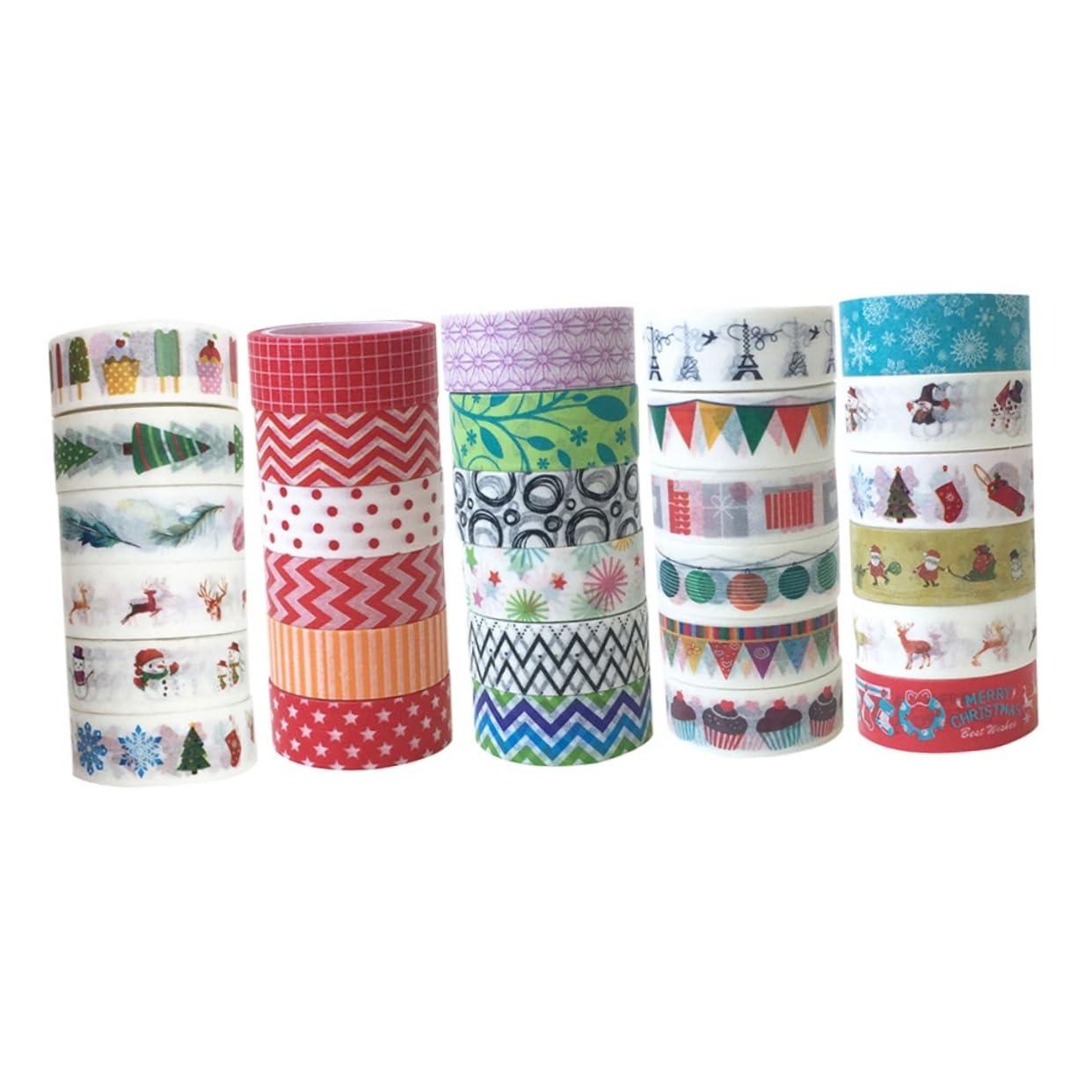 VILLCASE 90rollos Cinta De Washi De Navidad De Cinta Japonesa Dibujos De Personajes Navideños para Manualidades y Scrapbooking
