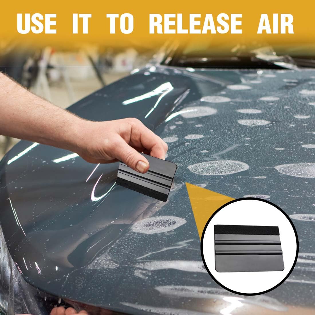 JRYXD Spatola Professionale, 2 Pcs Spatola Per Wrapping Pellicola Auto, Spatola Professionale Con Feltro, Spatola Per Pellicole Adesive, Per Pellicole Per Auto, Pellicole Per Finestre Ecc(Nero, Giallo