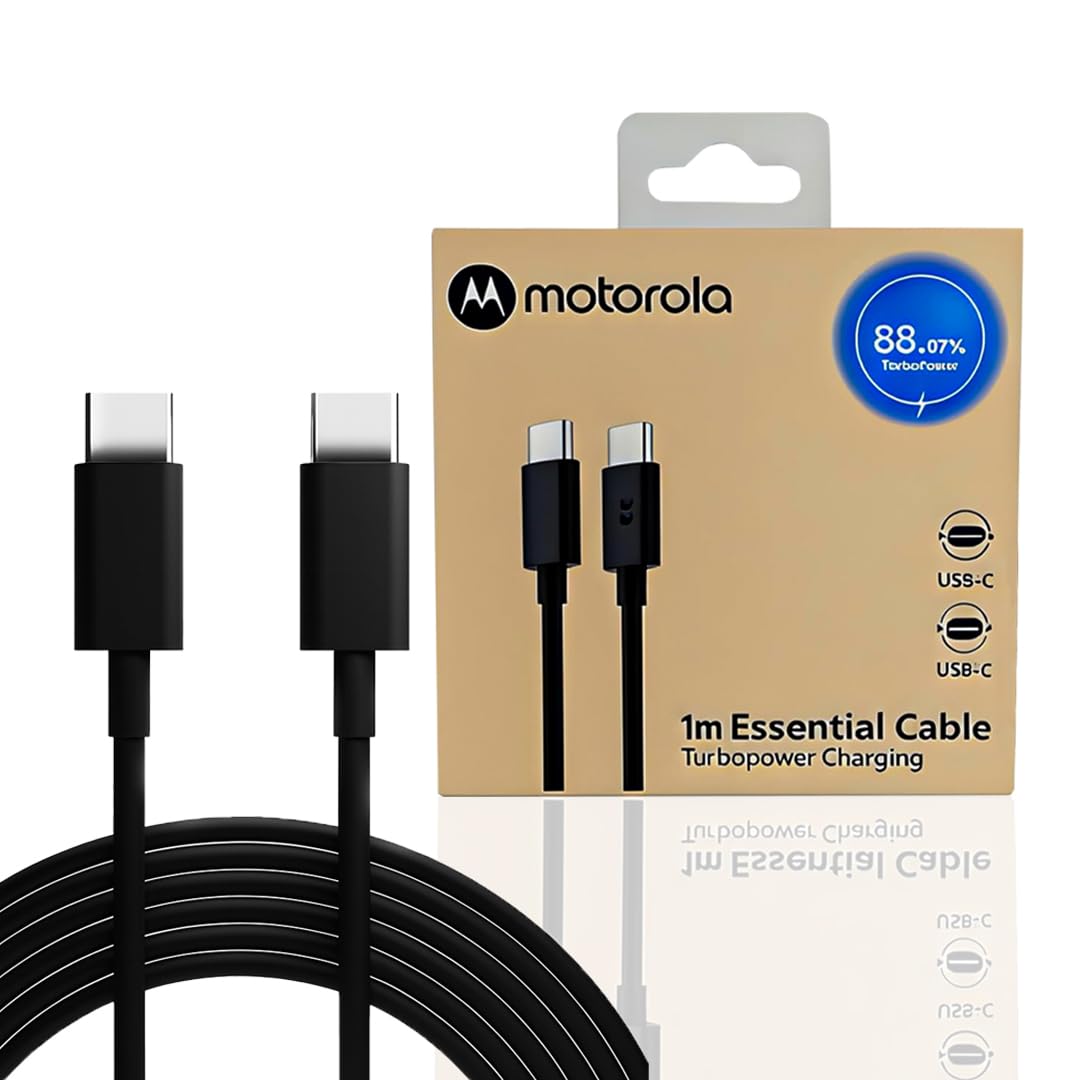 Motorola 68W Type C to C TurboPower Fast Charging Cable 1m for Moto Edge 60 50 40 30 Ultra Fusion Neo Pro Razr Stylus and Moto G85 G84 G64 G62 G54 G45 G35 G05 USB C PD Data Cord Black-image-13