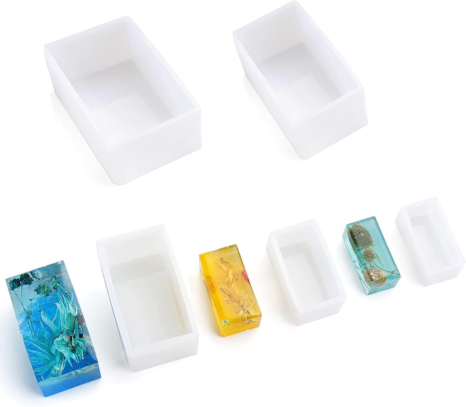 5Pcs Rectangle Silicone Molds, Silicone Molds for Epoxy Resin, Deep Casting Molds for Preserving Flowers, DIY Gifts