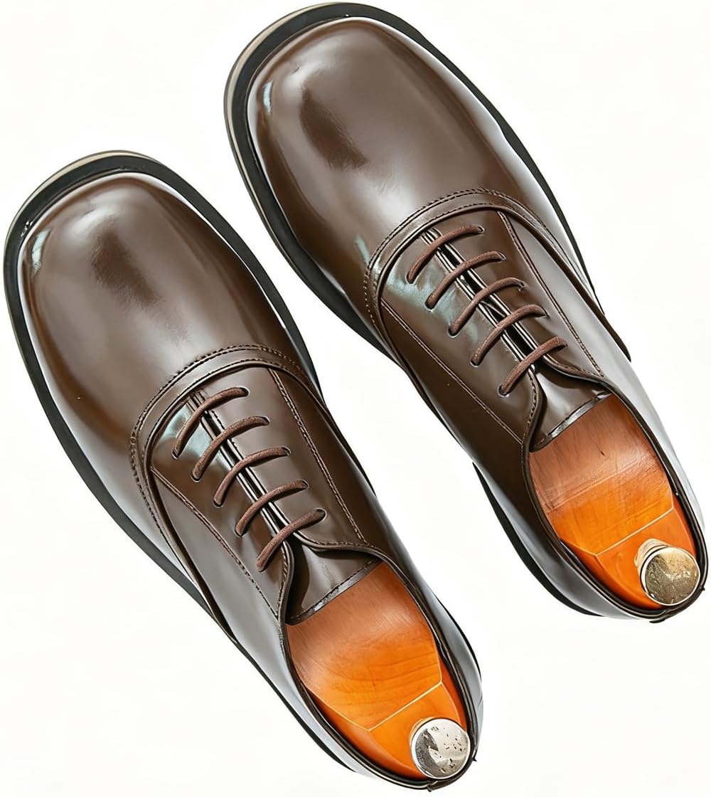 Santimon Men's Classic Oxford Dress Shoes Gloss Leather Lace-Up Formal Business, Weddings, Office Shoes - Image 4