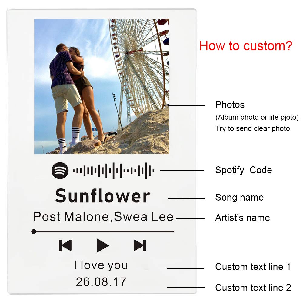 Custpm Music Code Music Acrylic Music Photo Album| DIY Album Cover| Photo Frame Memory Retro Photo for Anniversary Mother Birthday Valentine Wedding Travel Graduation Presents