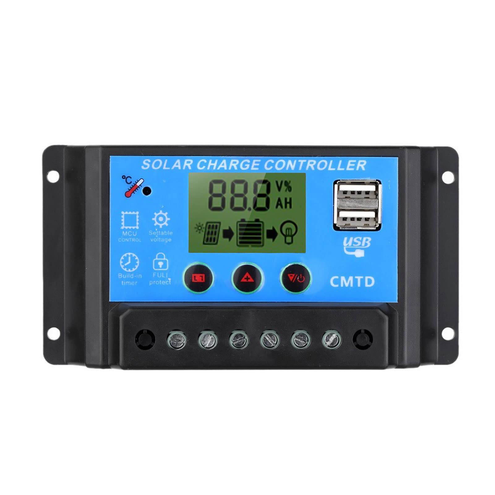Controller,20A 12/24V Solar Charge Controller Dual USB LCD Display Auto Solar Cell Panel Charger Regulator Dual Output Charge and Discharge Controller-image-31
