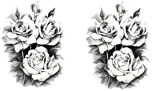 2 fogli tatuaggi temporanei con rose, tatuaggi floreali, tatuaggi festival, KM101 x 2