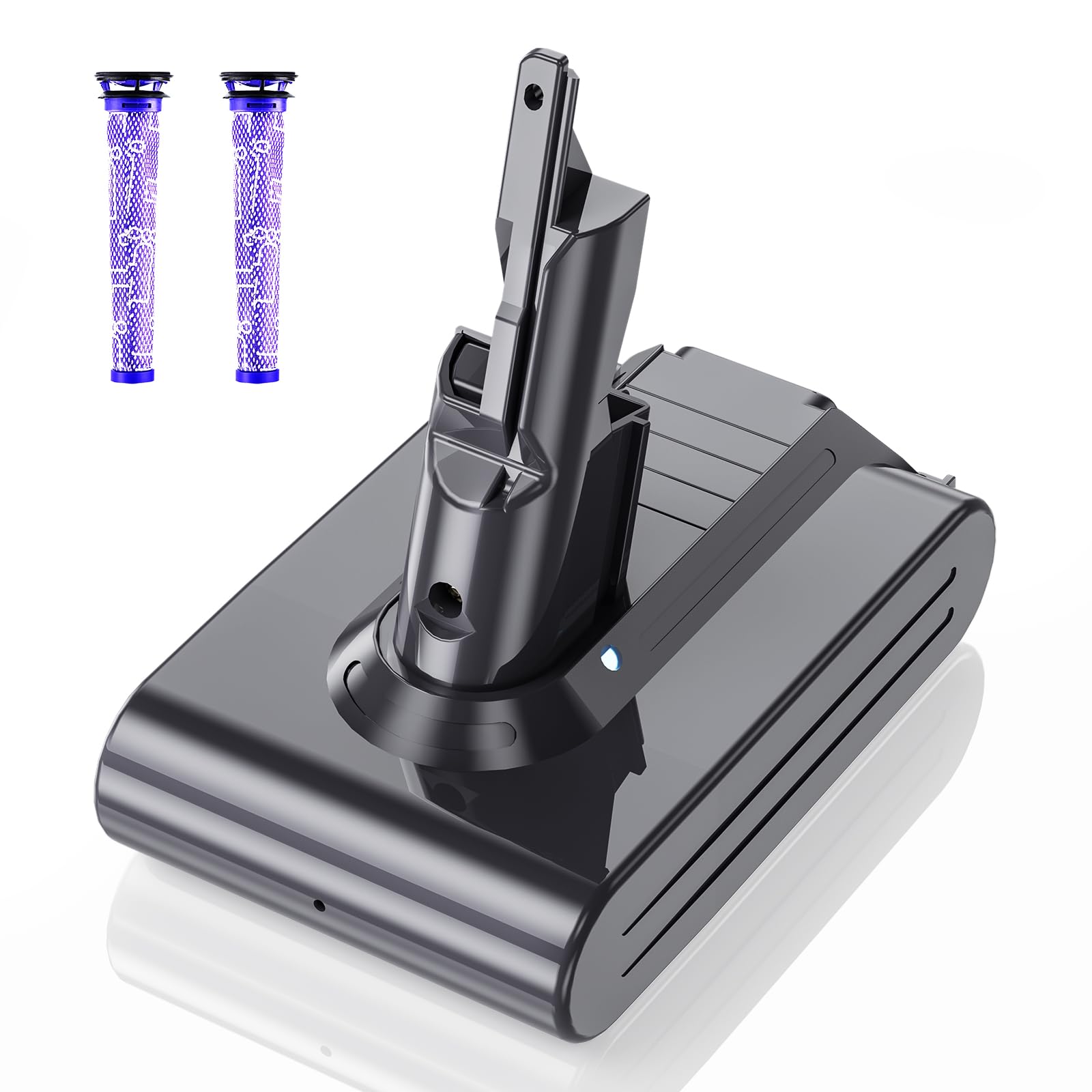 6000mAh Replacement for Dyson V7 Battery: Li-ion Battery for Dyson V7 SV11 Compatible with Animal Fluffy Mattress Trigger Motorhead Absolute and Total Series Vacuum Cleaner with 2 Filters