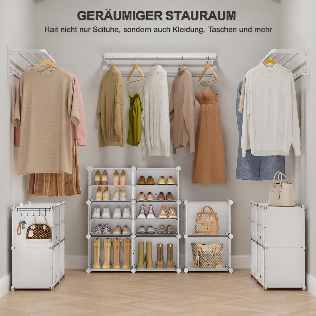 Étagère à Chaussures avec 44 Compartiments, étagère à Chaussures Haute et étroite, étagère à Chaussures Blanche, Armoire à Chaussures Haute fermée pour Garde-Robe, Couloir, Chambre à Coucher