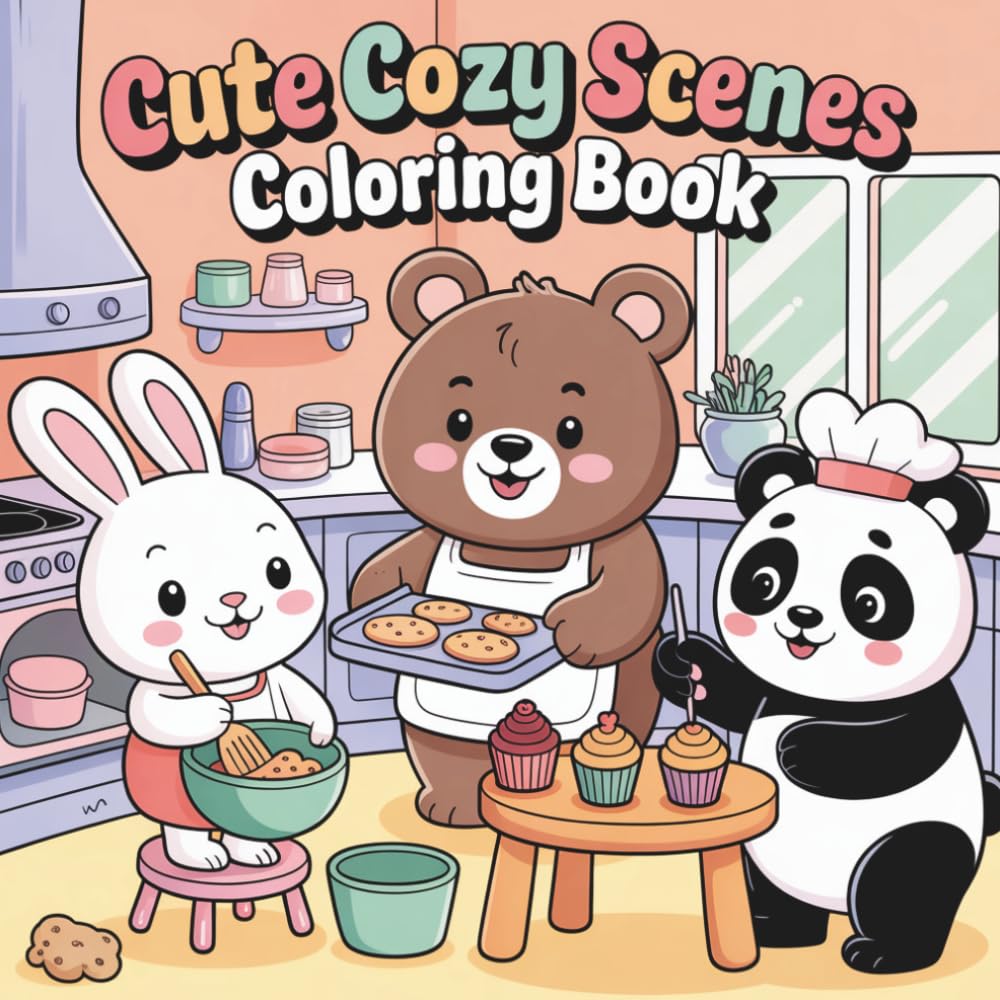 Cute Cozy Scenes Coloring Book: Fun and Relaxing Cute Animal Coloring Pages with Playful Scenes and Happy Moments | Stress Relief Coloring Book for ... Adults (Cozy Animal Friends Coloring Series)