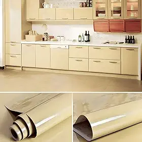 Adesivo Vinil Envelopamento Mesa Laca Laquear Vidro Lavável Impermeável (Bege, 5m x 50cm)