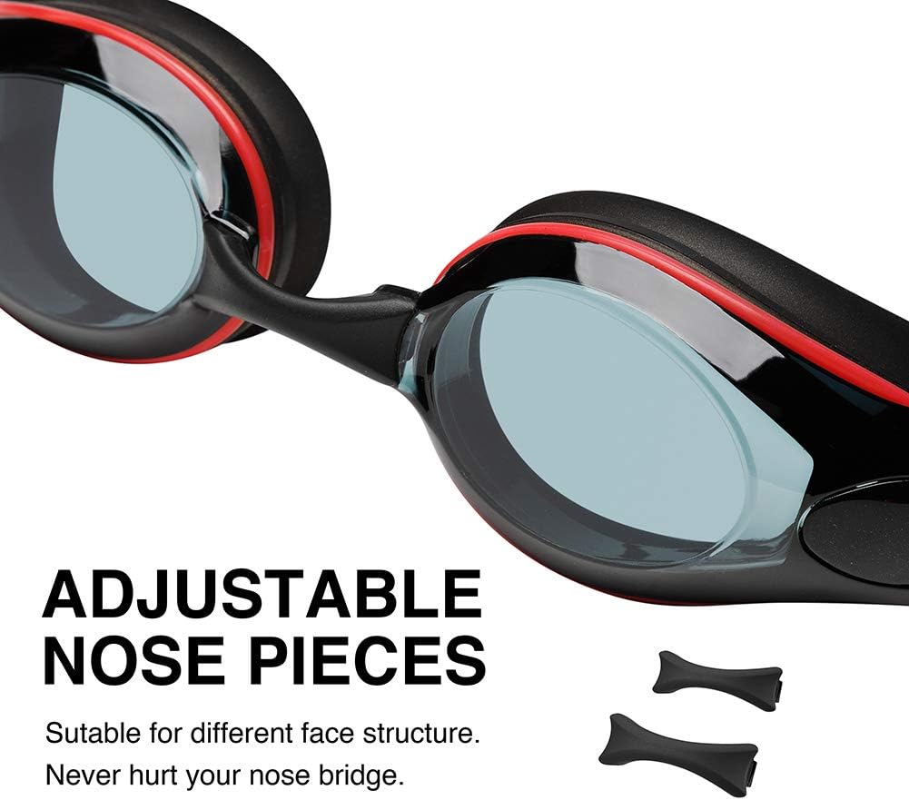 Aegend Swim Goggles with 3 Adjustable Nose Pieces, Flat Lens Swimming Goggles