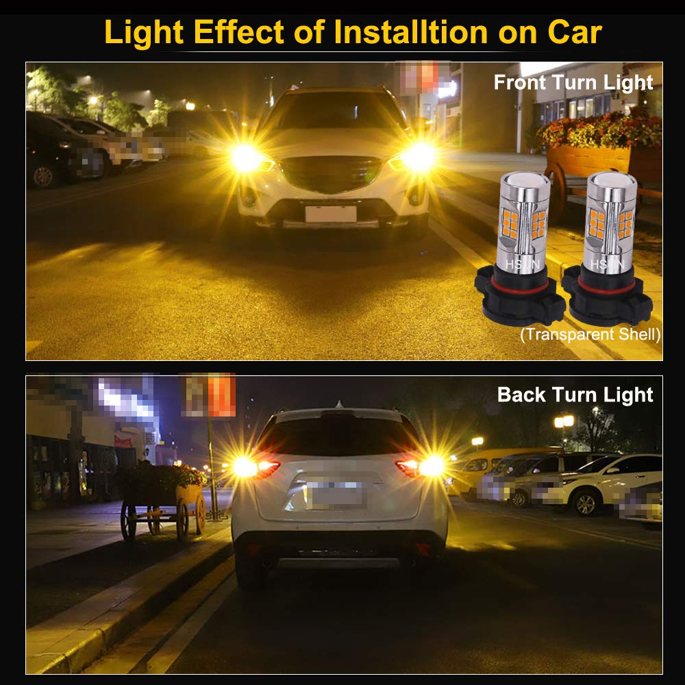 HSUN PSY24W - Bombillas LED, sistema Canbus integrado sin errores con chipsets 30LED-SMD3030, bombillas extremadamente brillantes, 12 V-24 V para luz antiniebla de coche, luz intermitente y más,