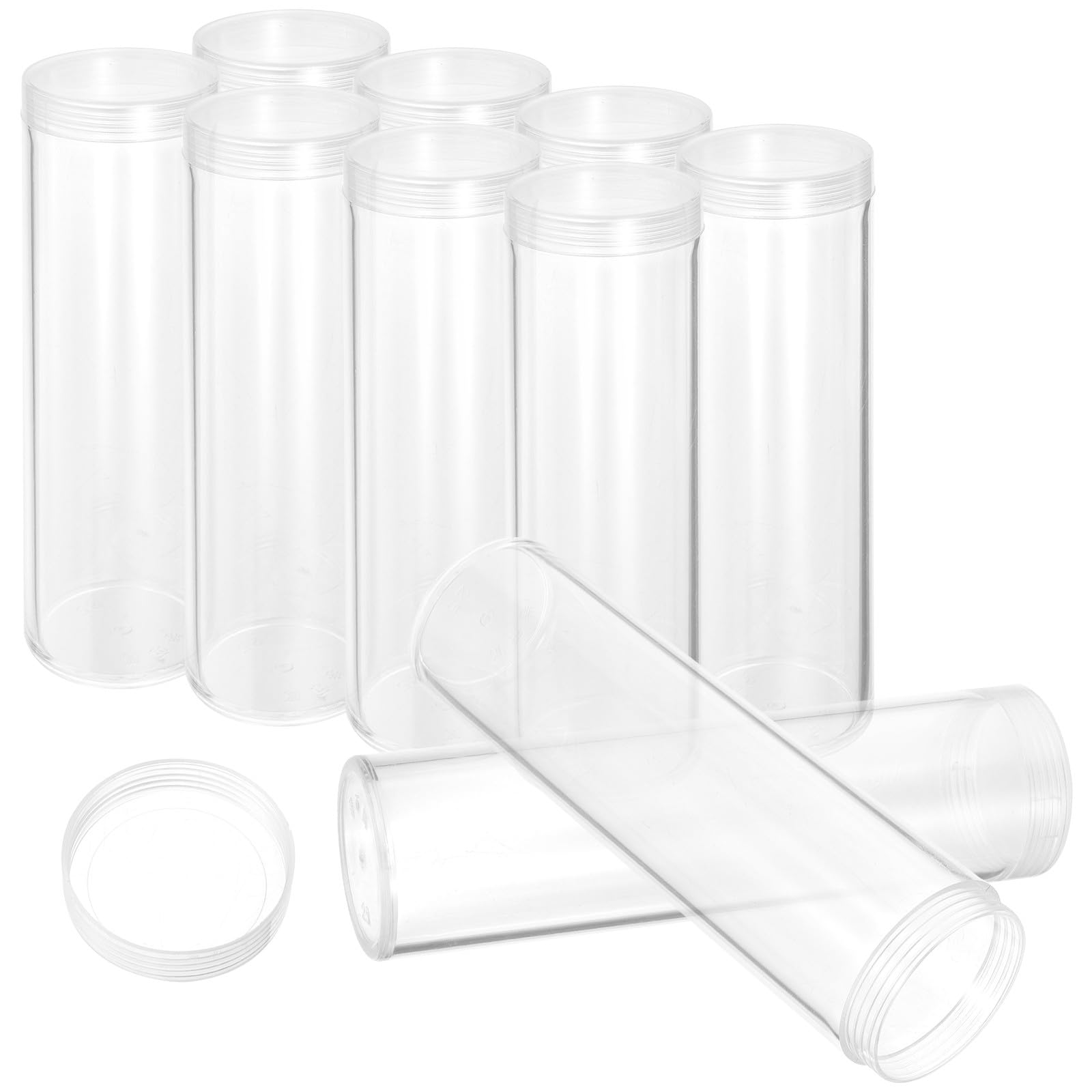 Deposito Monete 10 Tubi Trasparenti Coperchio Ermetico Diametro 32 MM per Raccolta Monete e Protezione da Ossidazione