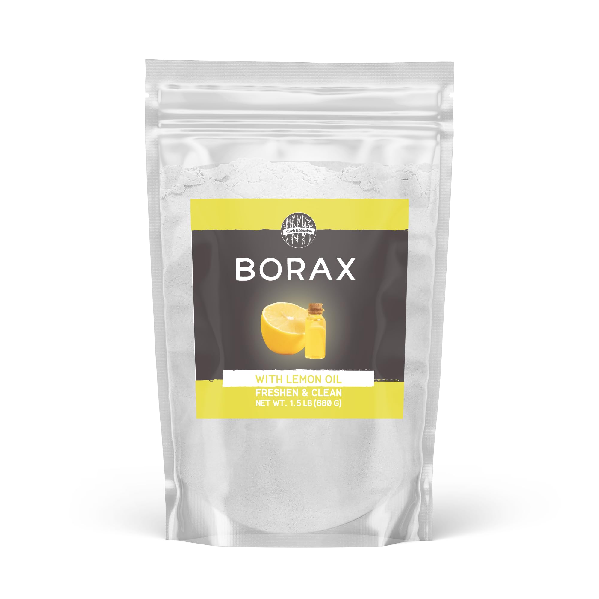 BIRCH & MEADOW Borax with Lemon Essential Oil, 1.5 lb, Fresh Scent, Cleaning & Laundry