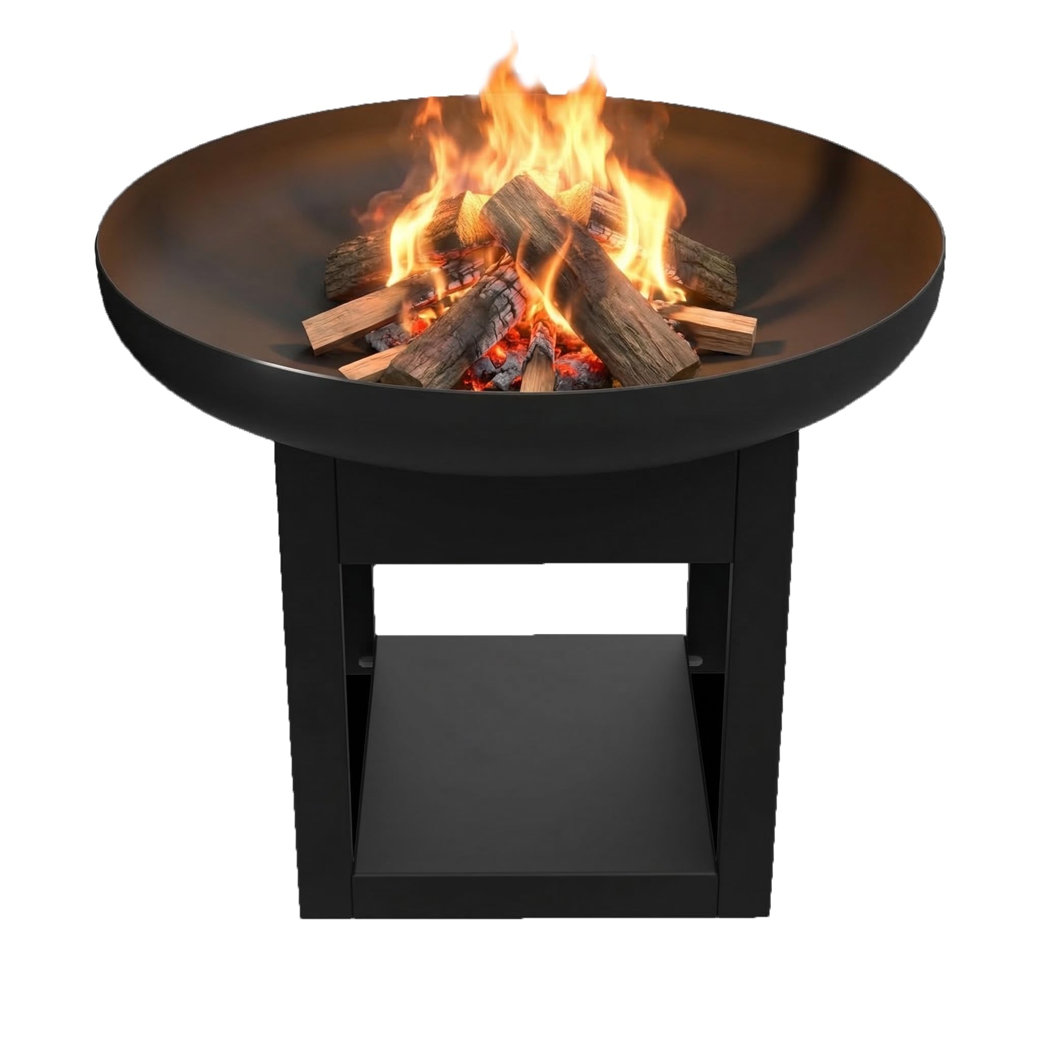 KRATKI Gartenfeuerschale FIRE Stahl Feuerstelle Gartenkamin | Feuerschale für Garten und Terrasse, robuste Konstruktion, schwarz, 48,5 x 60 cm