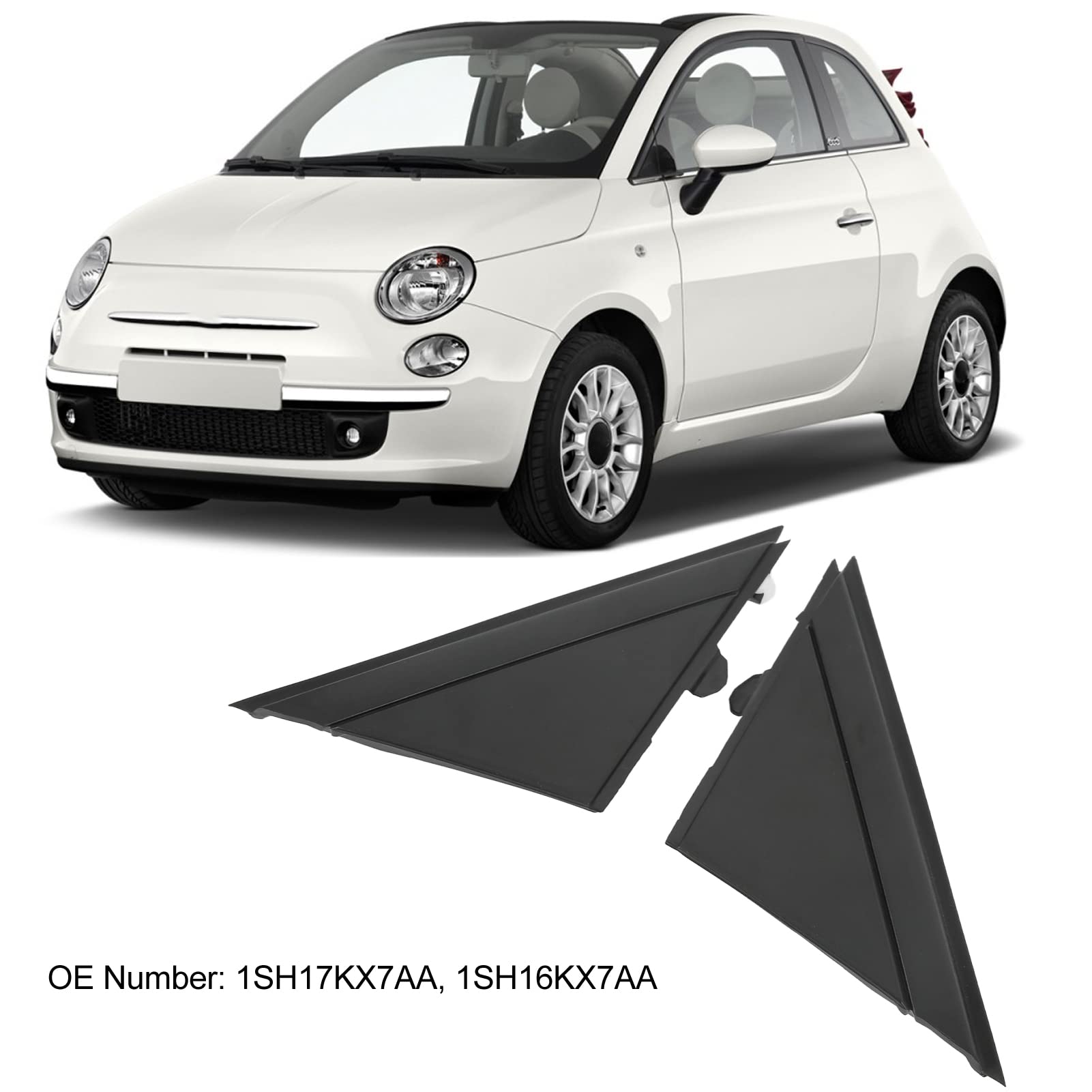 2PCS Achterspiegel Driehoek Trim Plaat Mat Zwart LH & RH Deurspiegel Vlag Cover Lijstwerk Voor Fiat 500 12 19 1sj85kx7aa 1sd00kx7aa