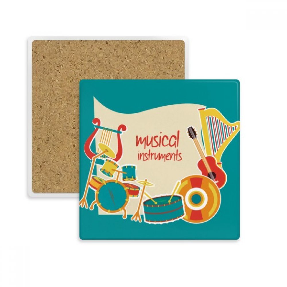Dessous de Verre Musique et Tambour Cadeau Original en Pierre Absorbante pour Musicien