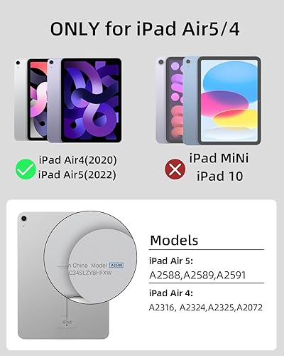 Miniatura 2 de Funda magnética para iPad de 10.9 pulgadas para iPad Air 45, funda protectora desmontable con soporte para lápiz, apagado y encendido automático