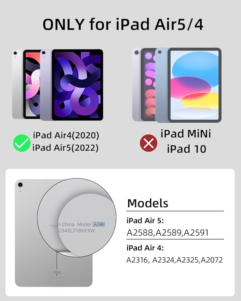ESR Hoesje voor iPad Air 5e/4e generatie (2022/2020), afneembare magnetische hoes, verstelbare portret/landschapsstandaard met verhoogde weergave, 9 staande hoeken, Shift-serie, blauw