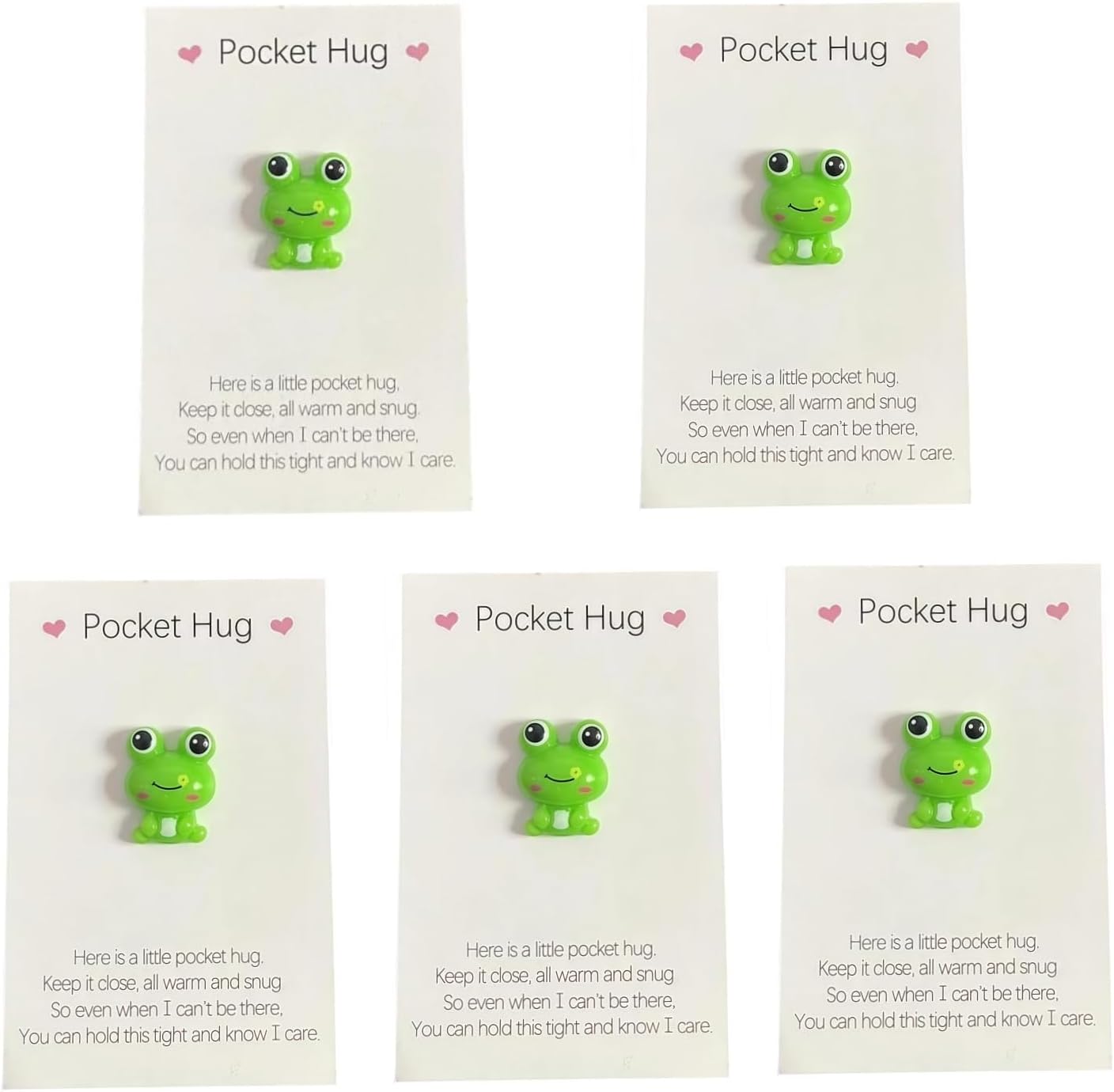 5 Pcs Pocket Hug Frog Token with Heart - Adorable Encouragement Gifts | Thinking of You Greeting Cards with Frog Ornaments | Sweet Comfort Keepsakes for Loved Ones (Green)
