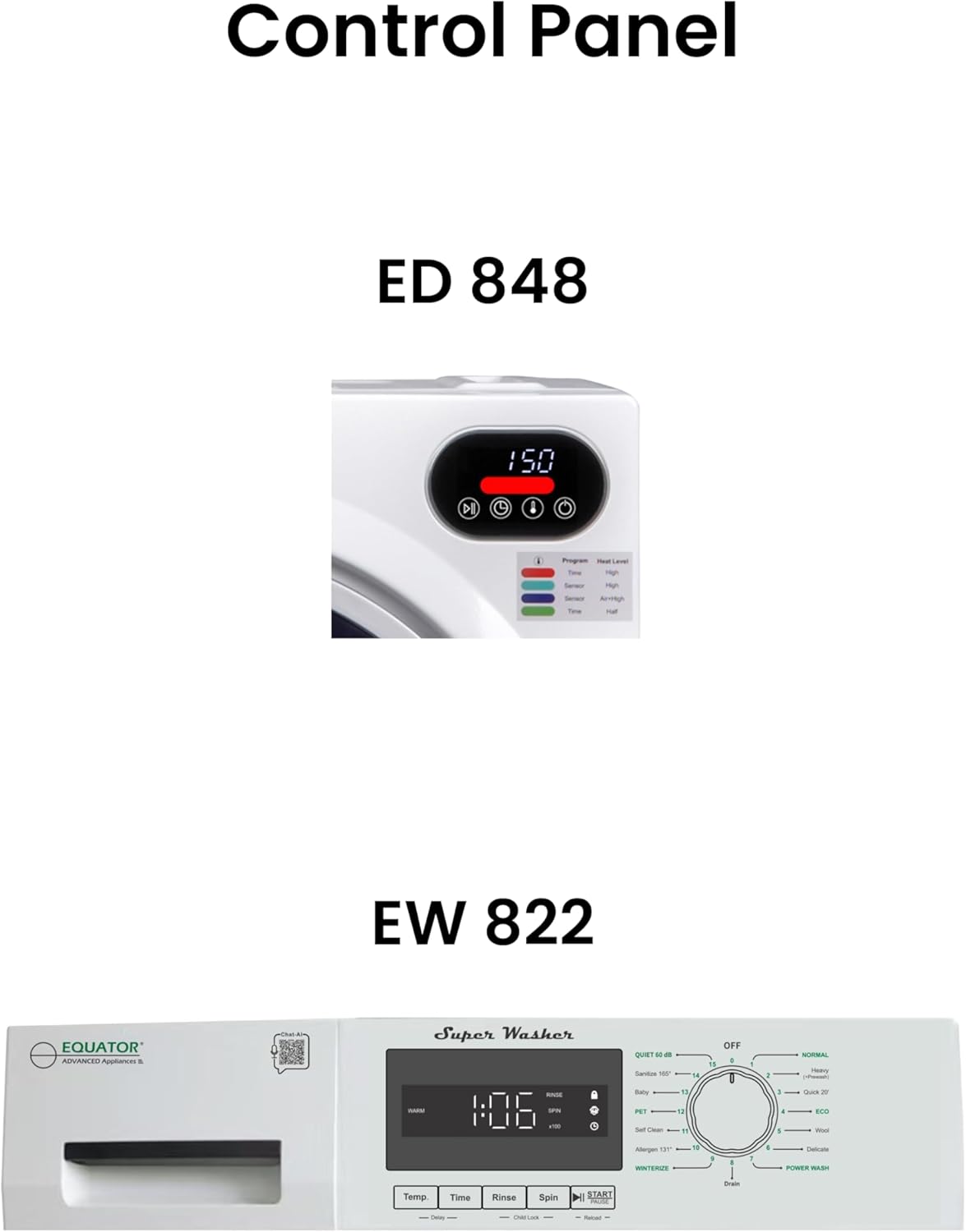 Equator 24"Ultra Compact VALUE Washer 1.57cu.ft+Vented short Dryer 2.6cu.ft 110V