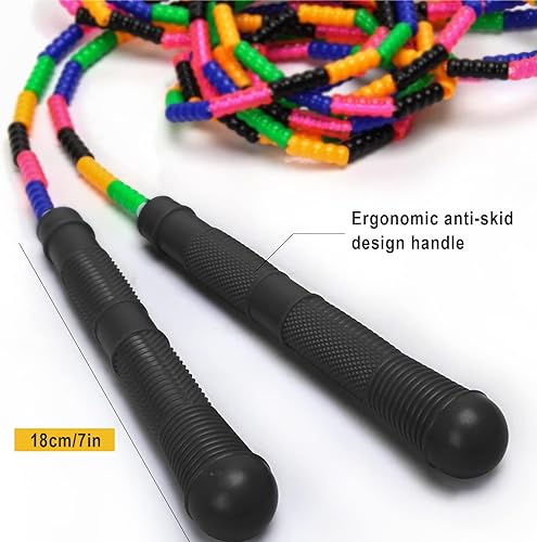Miniatura 4 de Coolrunner Cuerda de saltar de 16 pies de largo (paquete de 2), cuerda de saltar holandesa doble, cuerda de saltar con cuentas suaves para niños y