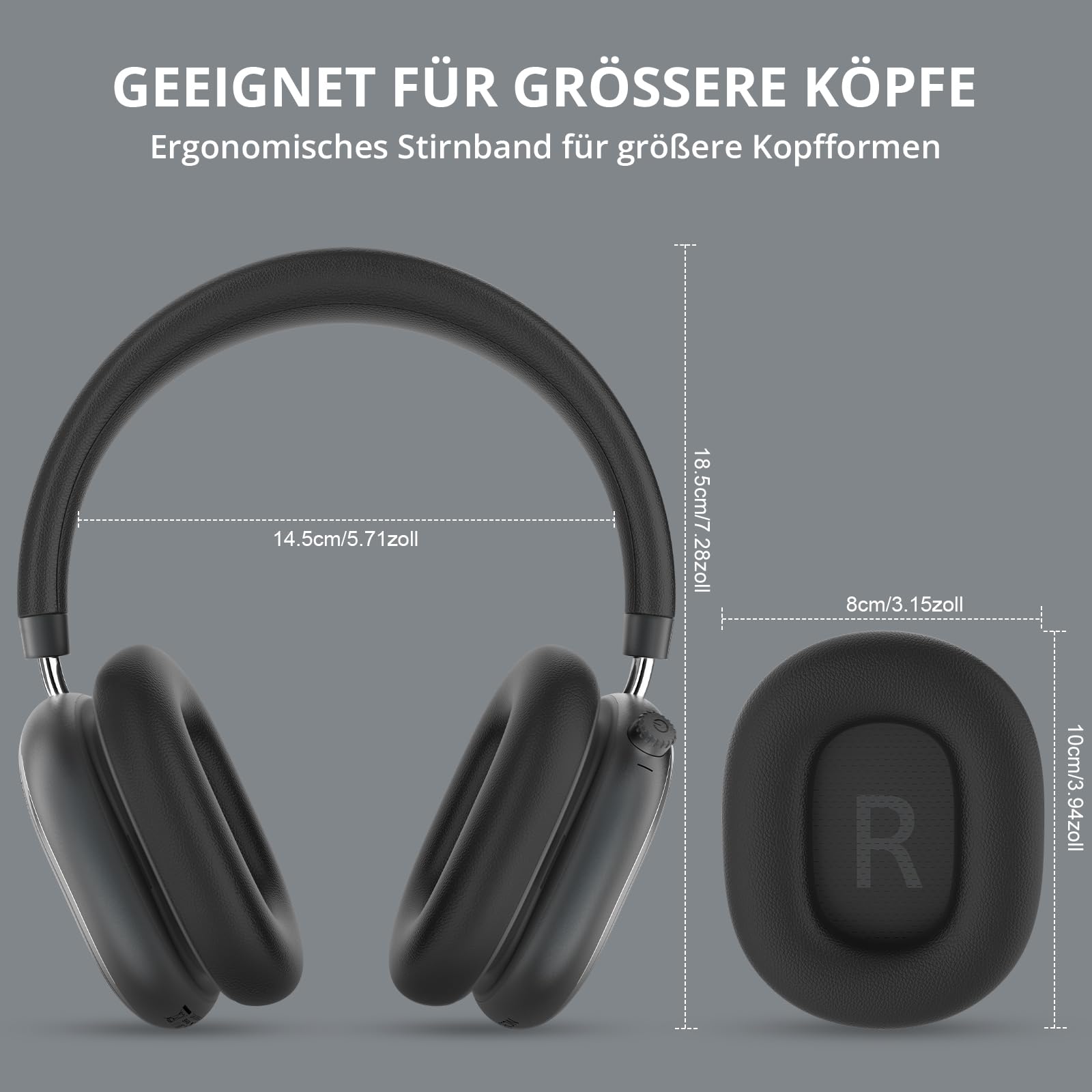 NC95 Kopfhörer Kabellos Bluetooth 6.0,Hybrid Noise Cancelling Kopfhörer mit Drehknopf,120+ Stunden Spielzeit,EQ Personalisierung per App,Geeignet für Reisen und Training