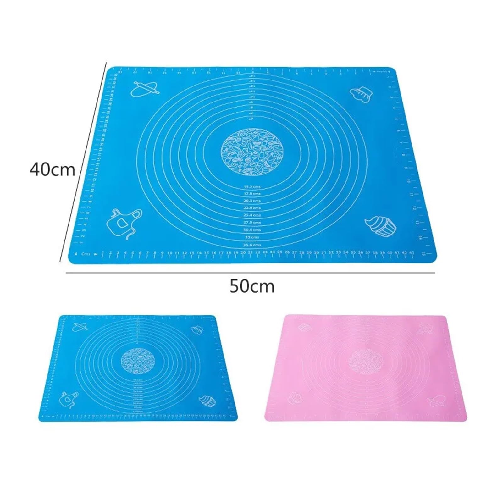 Tappetino da forno in silicone per pizza e pasticceria, utensili da cucina, utensili da cucina antiaderenti, accessori per impastare (blu, 50 x 40 cm)
