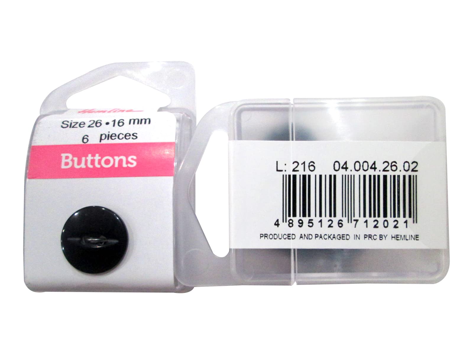 Hemline Sewing and Craft Buttons - Basic: Fish Eye Round | Color Black - Size 16.5 mm | Art no. BOX/04.004.26.02