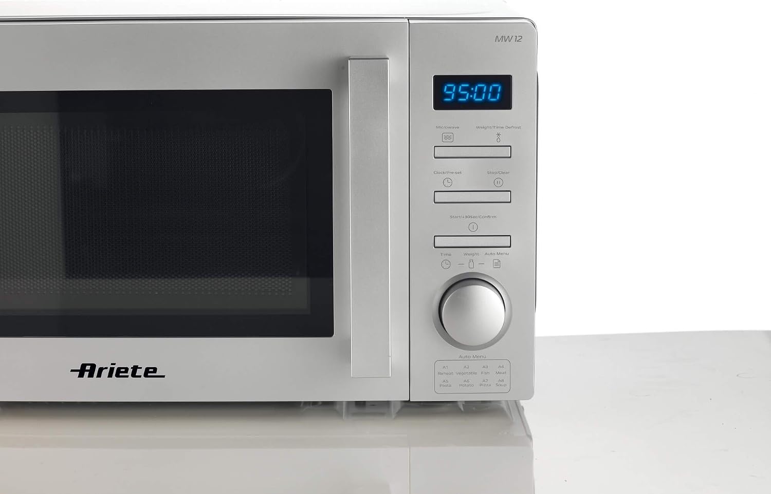 Ariete 953, Forno a Microonde Digitale, 20 Litri, Riscalda, Cuoce e  Scongela, 5 Livelli di Potenza, 8 Modalità di Cottura Preimpostate, Piatto  Girevole 25,5 cm, Timer 95 minuti, Silver : Amazon.it: Casa e cucina