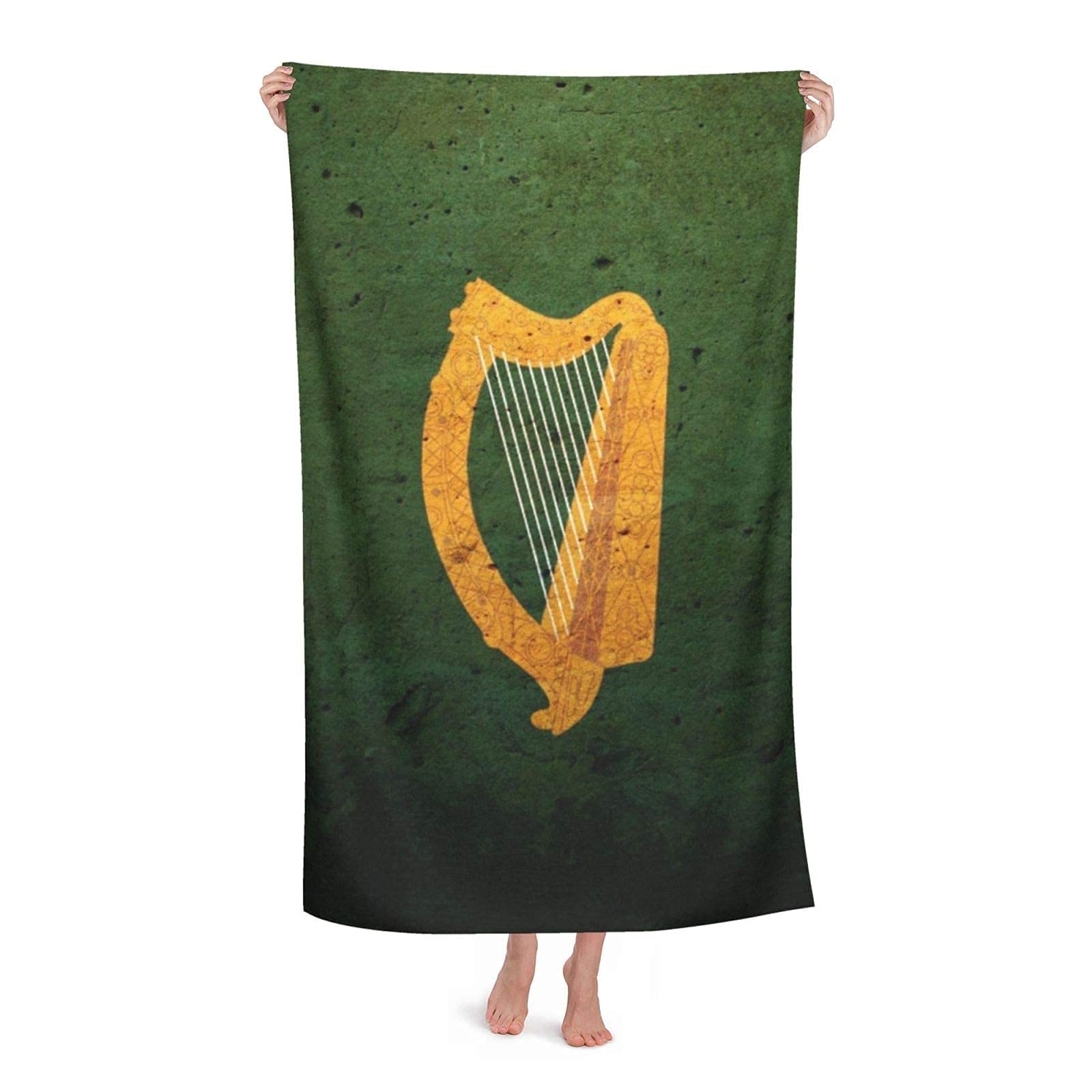 DLJIYZX Beach Towel The Irish Harp Highly Absorbent Microfiber Blanket Soft Oversized Bath Towels 80X130CM