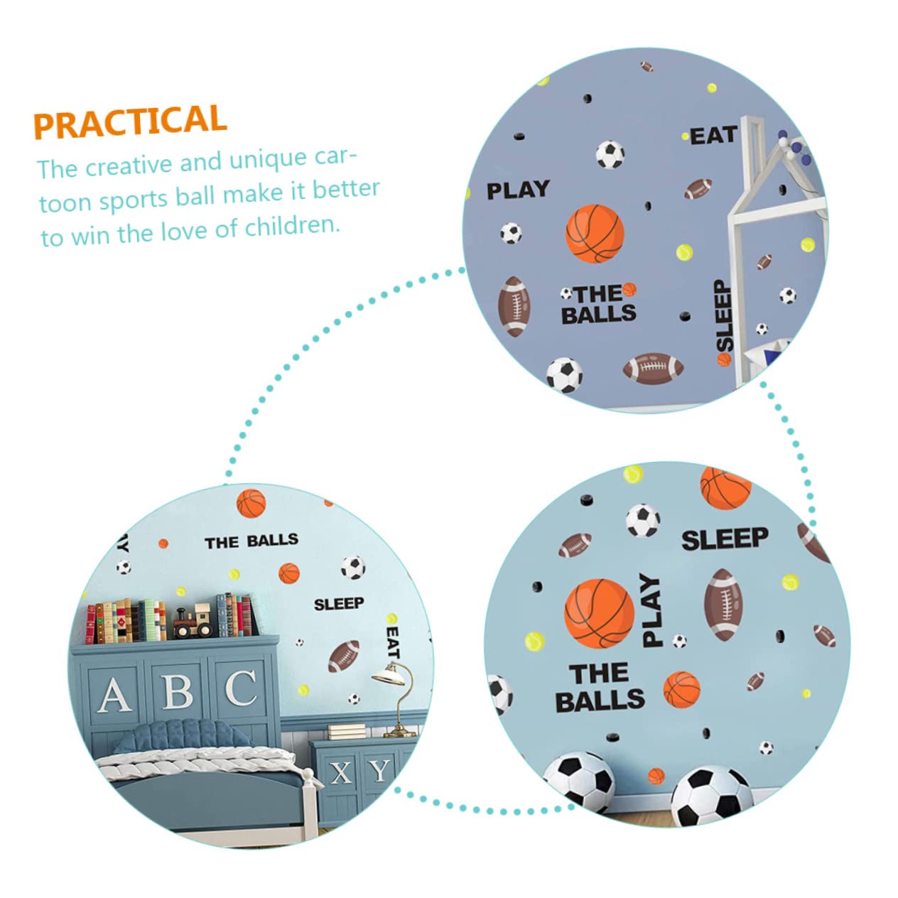 Toyvian 4pezzi Adesivi Murali Decorativi Per Ragazzo Ragazza Stickers Rimovibili Con Motivi Sportivi Di Calcio e Basket Per Camerette e Stanze Dei Giochi