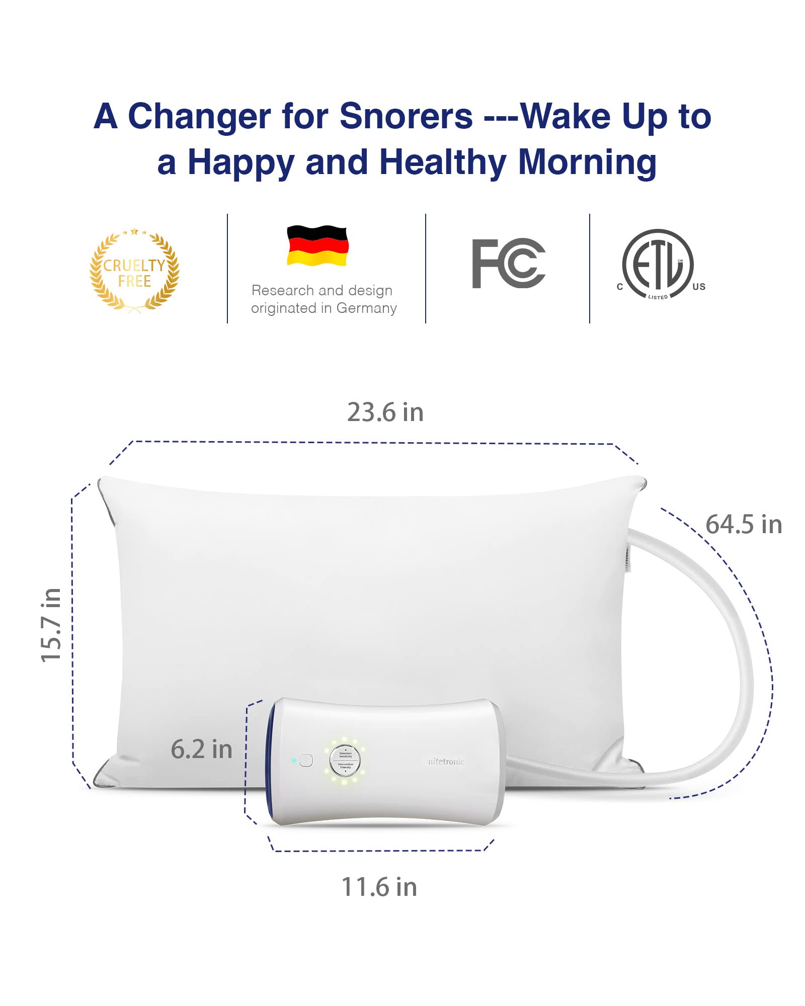 Nitetronic Z6 Anti Snoring Pillow, Best Snore Stopper Device, Clinically Proven Snoring Solution for Snorers, Smart Stop Snoring Technology Suitable for All Sleepers