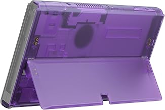 eXtremeRate Clear Atomic Purple Console Back Plate DIY Replacement Housing Shell Case with Kickstand for Nintendo Switch OLED – Console and Joycon NOT Included