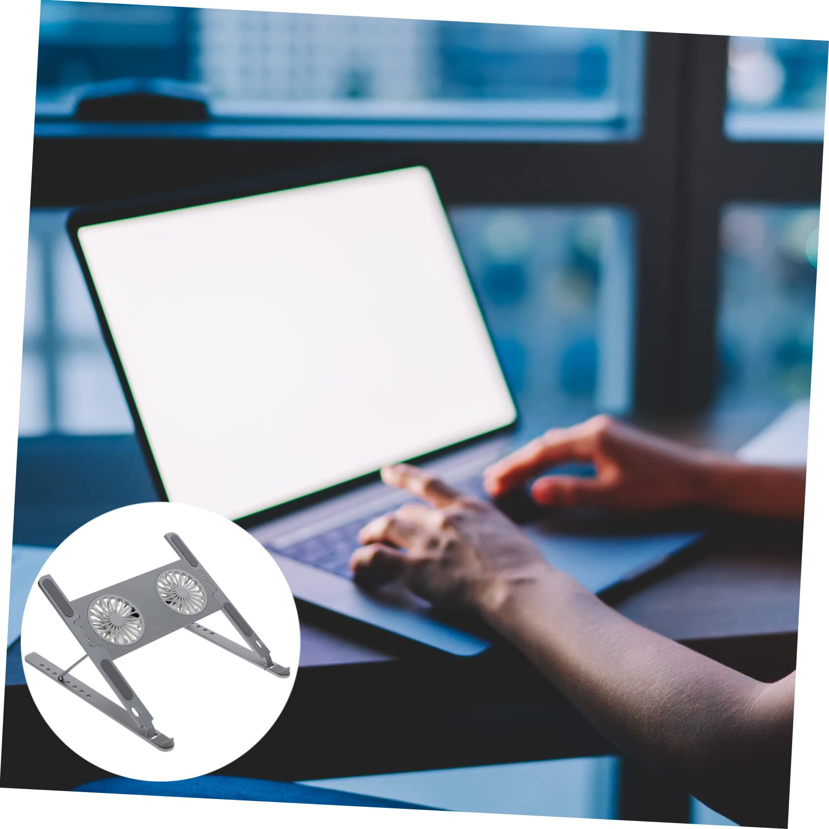 NUOBESTY Soporte Ajustable y Silencioso para Portátil Ventilador Led, Aluminio Resistente, 8 Ángulos Regulables, Adecuado para Juegos y Oficina, Soporte Ergonómico Gris