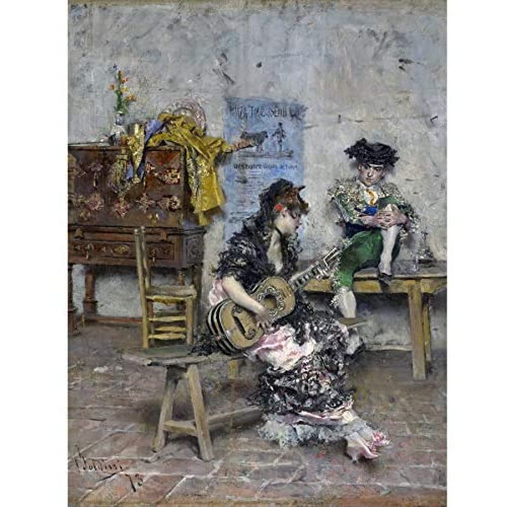Artery8 Giovanni Boldini Guitar Player 1872 Painting Art Print Canvas Premium Wall Decor Poster Mural