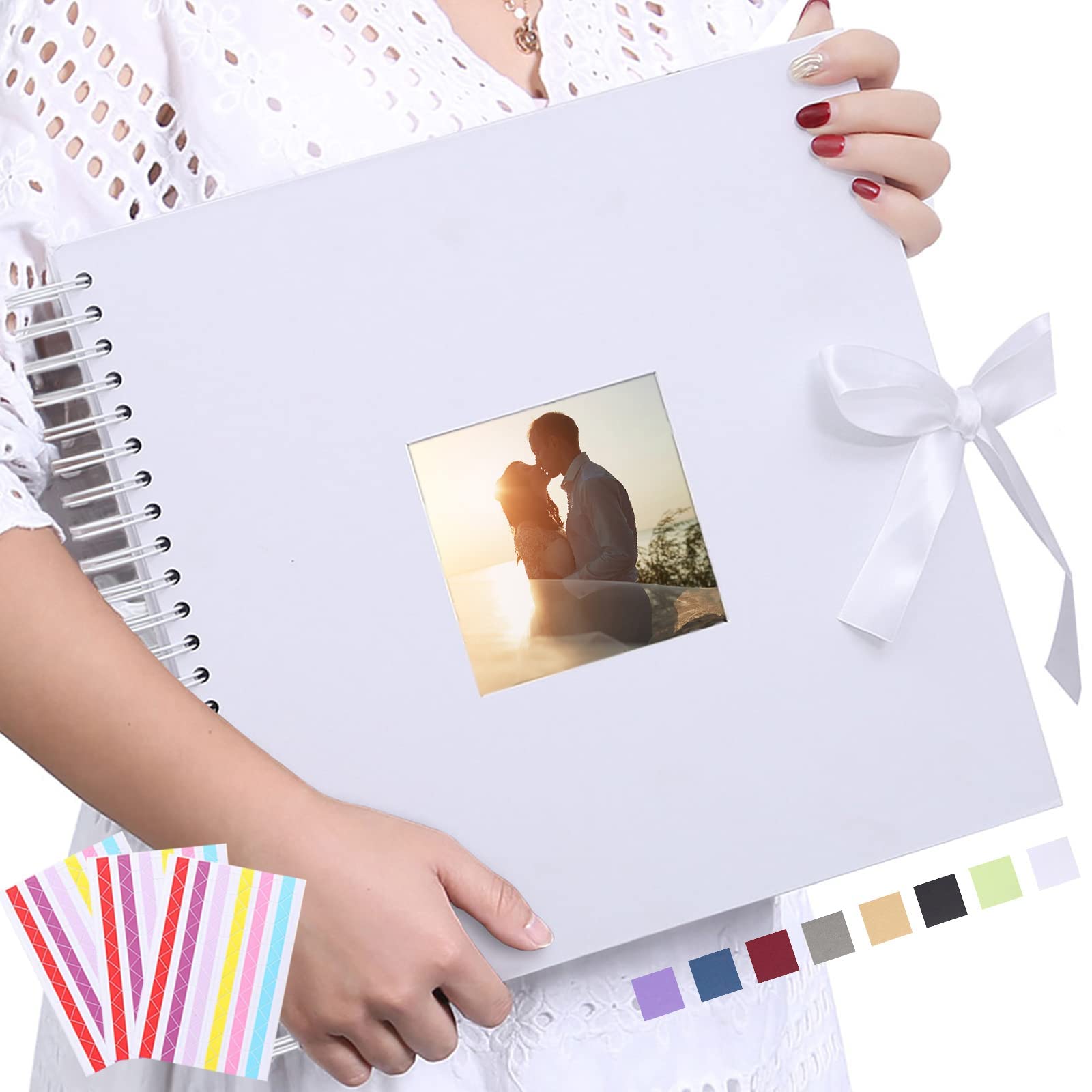 Vienrose Álbum de Fotos Scrapbook 10x15 para Pegar y Escribir 80 Negra páginas DIY Regalos de Boda Aniversario Bebé Cumpleanos Familiares,30x30 cm
