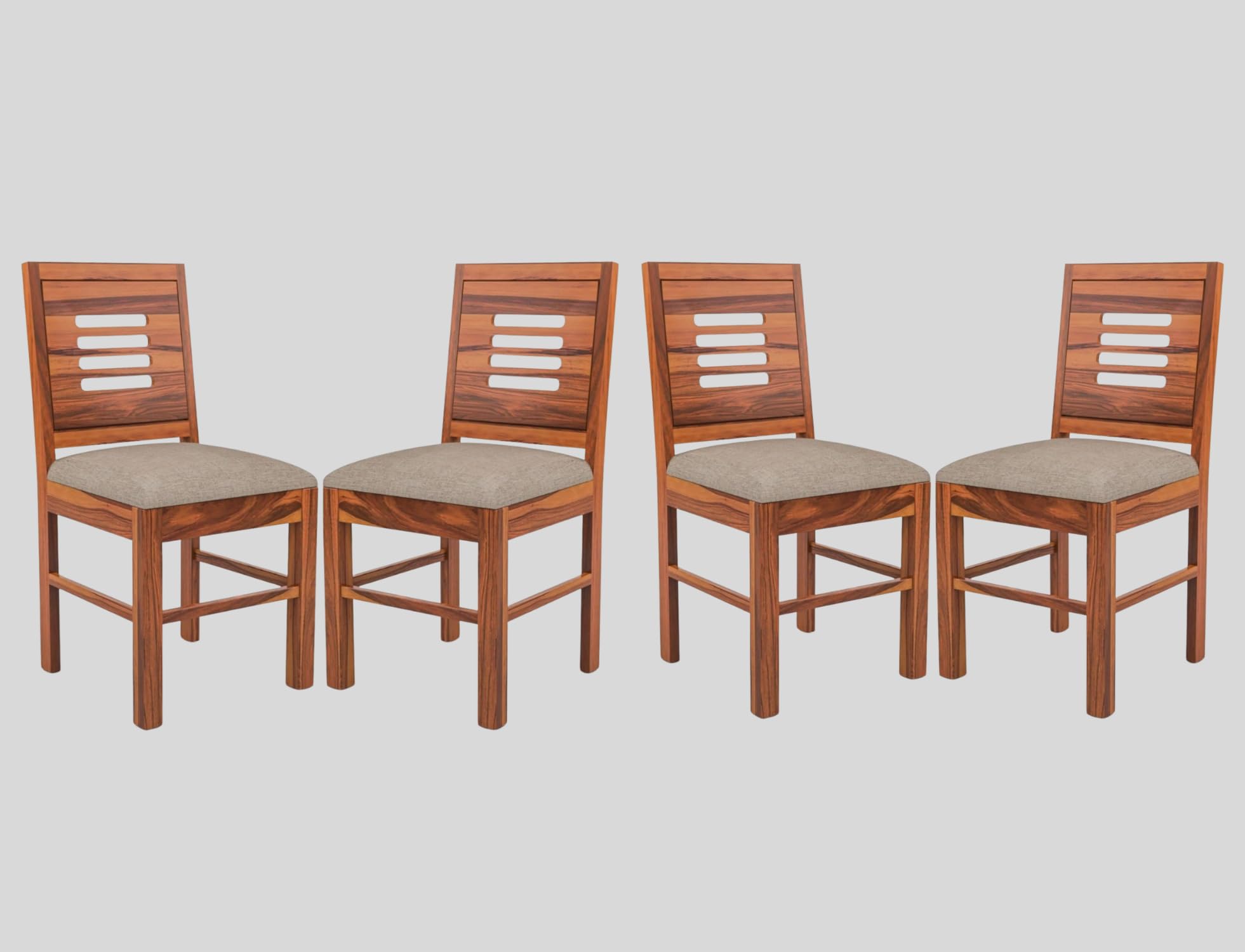 Sheesham Wooden 4 Dining Chair Set for Living Room | Solid Wood Study Chair for Living Room | Office Chair for Home & Office | Rosewood Chair Set (Set of 4, Honey B)