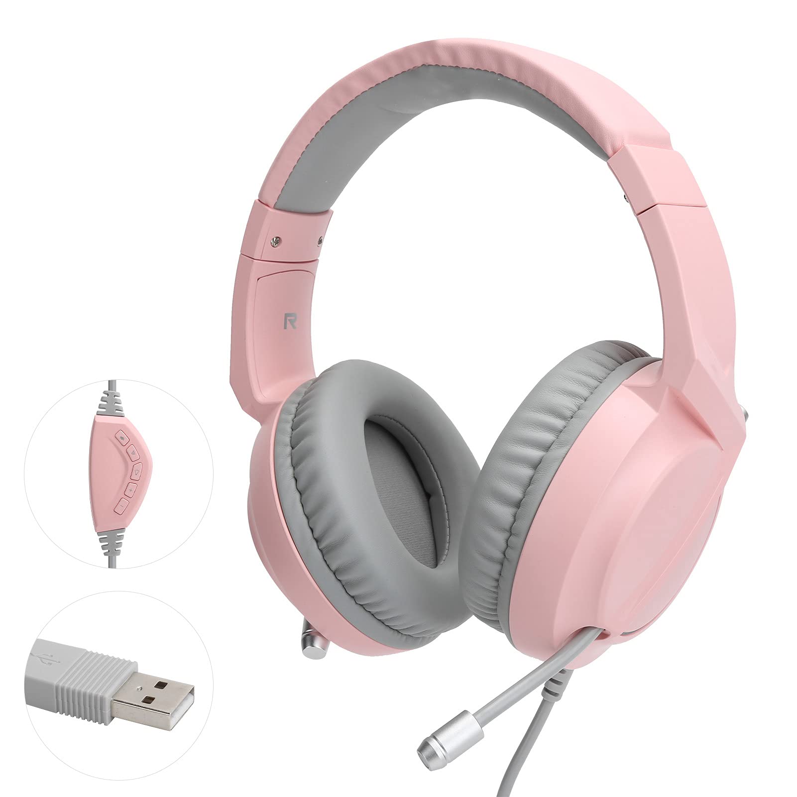 SIXRUN Przewodowy Zestaw Słuchawkowy do Gier AX365, Różowy (PINK)