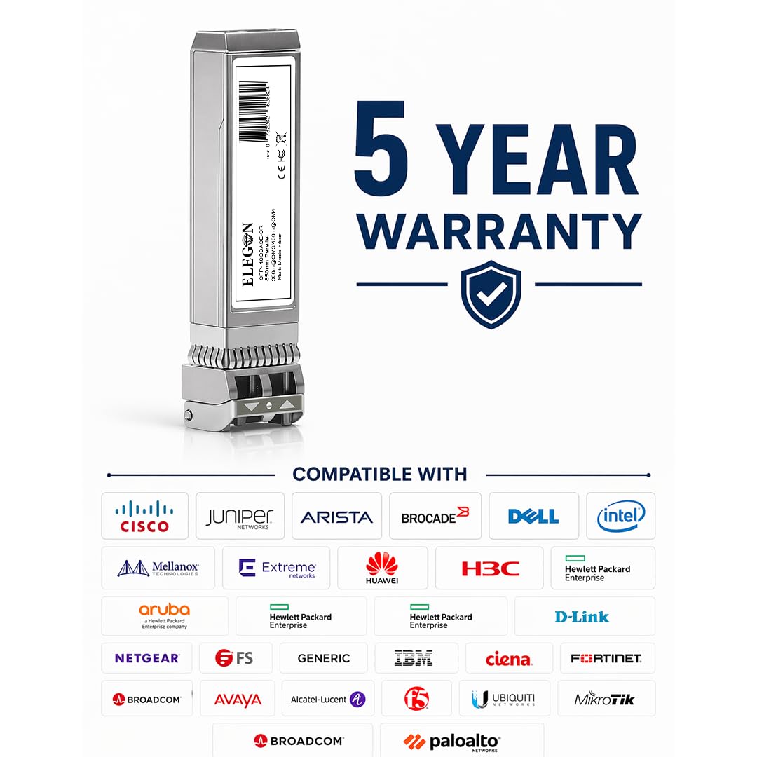 10GBASE-SR SFP+ Transceiver, 10G 850nm MMF 400m OM4/300m OM3 Duplex LC, DDM, NAS HPC, kompatibel Cisco SFP-10G-SR, Ubiquiti, Meraki, Mikrotik, Fortinet, Aruba, QNAP (10G SR MMF SFP+)