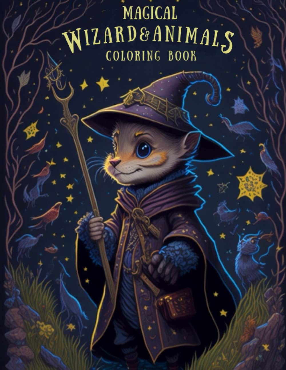 Magical Wizard&Animals Coloring Book: Step into a World of Magic and Friendship: Coloring Pages of Little Wizards and Animals