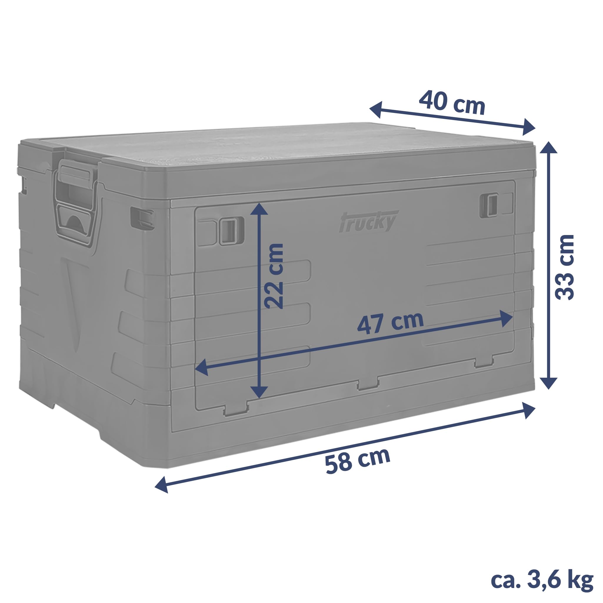 Caja de almacenamiento Trucky, 75 L 58 x 40 x 33 cm, Camping, Caja plegable, Caja plegable con tapa, Aufbewahrungsbox con tapa, plegable, Aufbewahrung, Caja, Verde