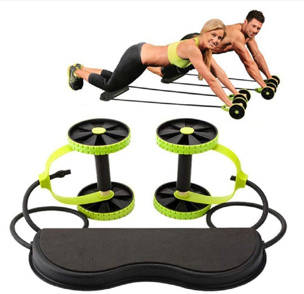 Lovely HomeCoolBELL 1 Pc Foldable Revoflex Xtreme Rally Multifunction Pull Rope Wheeled Health Abdominal Muscle Training Fitness Equipment - Green Color