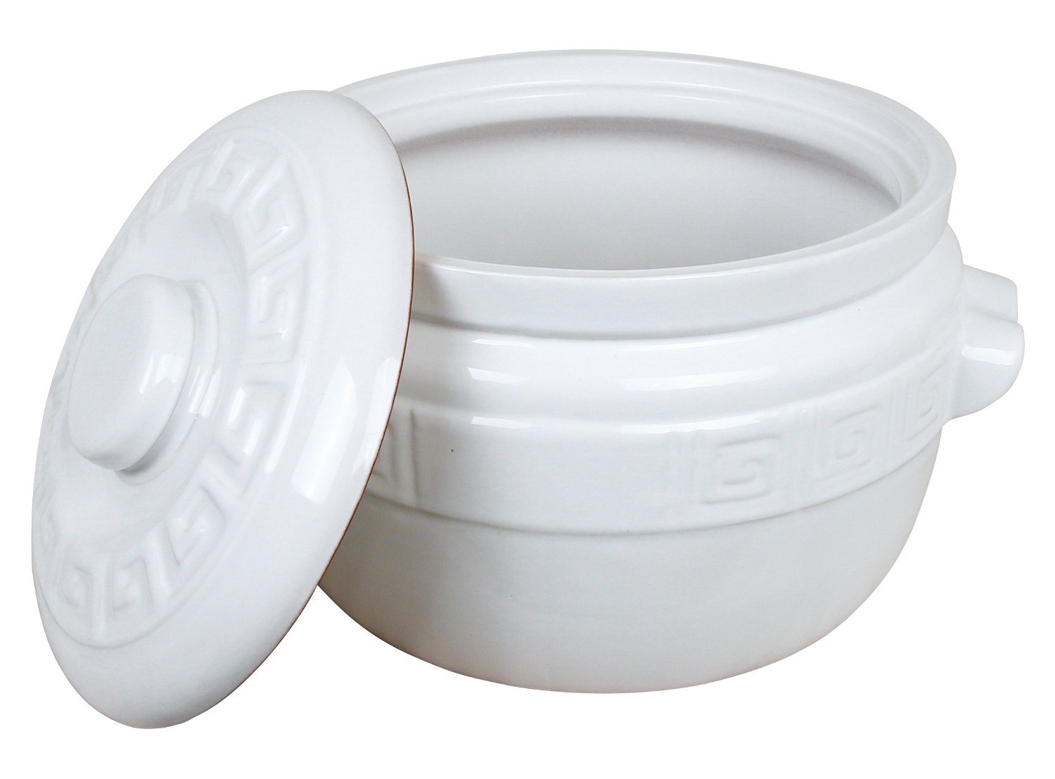 K&K Keramik Pot à pommes de terre en céramique émaillée Blanc 5 l