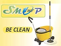 Vista 1 de SMOP 360 Spin Mop Comercial, Microfibra, Cubo, Sistema de Limpieza de Pisos para Tiendas y Hogares, Carrito con Ruedas, Cabezal de Repuesto